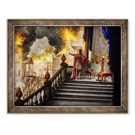 Tablou inramat - Unknown Artist - Roman Antiquite, imparatul Nero contempland focul de la Roma pe 18 iulie - - Roveli