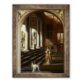 Tablou inramat - Samuel van Hoogstraten - Vizualizare in perspectiva cu o femeie care citeste o scrisoare - - Roveli