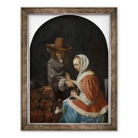 Tablou inramat - Frans van Mieris - Barbat si femeie cu doi caini, cunoscut sub numele de Teasing the Pet - - Roveli