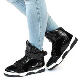 ​Ghete dama lacuite cu talpa cusuta, joasa, pentru tinute casual-sport JY-D14-BLACK, Culoare (12): Negru, Marime (12): 40 - - Roveli