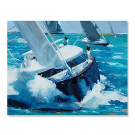 Tablou Canvas - Apa alba, Barca, Mare, Albastru - - Roveli
