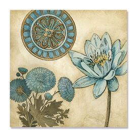 Tablou Canvas - Flori albastre II, Albastru, Maro, Marime: 60 x 60 cm - - Roveli