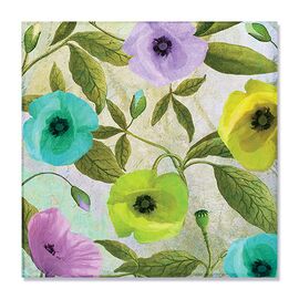 Tablou Canvas - Lumina in gradina III, Flori, Albastru, Galben, Verde, Marime: 60 x 60 cm - - Roveli