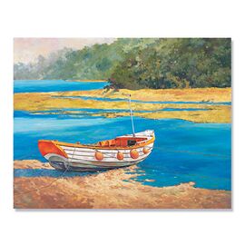 Tablou Canvas - Barca de pescuit, Mal, Lac, Apa - - Roveli