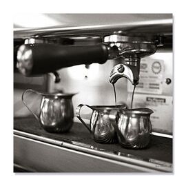 Tablou Canvas - Masina de facut cafea, Cafenea, Espresso, Alb negru, Cafea - - Roveli