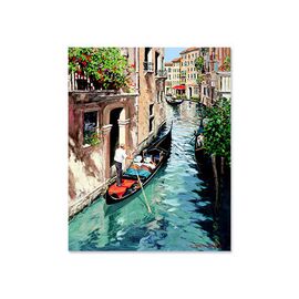 Tablou Canvas - Canal in oras, gondola, Retro, Venetia, Italia - - Roveli