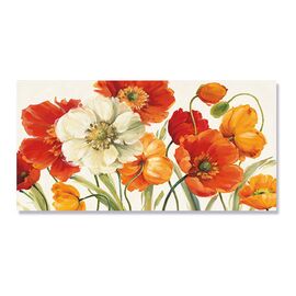 Tablou Canvas - Flori de maci, Retro, Portocaliu, alb, Marime: 50 x 100 cm - - Roveli