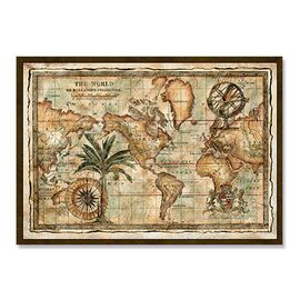 Roveli - Tablou Canvas - Harta lumii, Glob, Geografie, Calatorie, 
