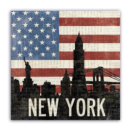 Tablou Canvas - Oras, New York, Union Jack, Drapel, Marime: 60 x 60 cm - - Roveli
