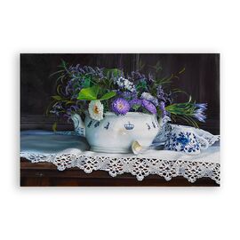 Tablou Canvas - Natura Moarta, Floral, Cana, Ceasca - - Roveli