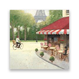 Tablou Canvas - Paris, Turnul Eiffel, Cafenea, Paris, Strada, Terasa, Marime: 60 x 60 cm - - Roveli
