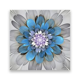 Tablou Canvas - Floare, Gri, Albastru - - Roveli