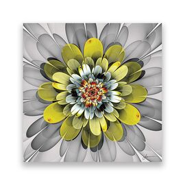 Tablou Canvas - Floare, Gri, Galben - - Roveli