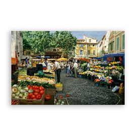 Tablou Canvas - Oras, Piata, Flori, Legume, Pictura - - Roveli