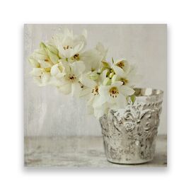 Tablou Canvas - Floral, Narcis, Alb, Vasa - - Roveli