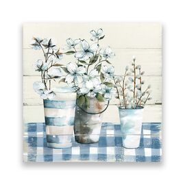 Tablou Canvas - Floral, Flori, Vaze, Alb - - Roveli
