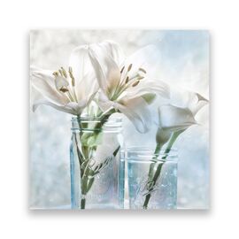 Tablou Canvas - Floral, Flori, Crin, Vaza, Alb - - Roveli