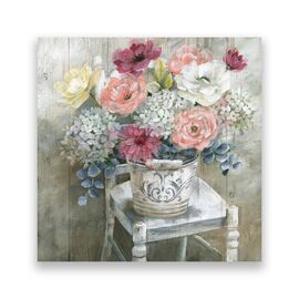 Tablou Canvas - Floral, Flori, Buchet, Vaza, Pictura, Multicolor, Primavara - - Roveli