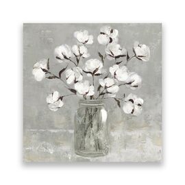 Tablou Canvas - Floral, Flori, Vaza, Pictura, Alb, Primavara - - Roveli