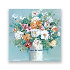 Tablou Canvas - Floral, Flori, Buchet, Vaza, Pictura, Multicolor, Primavara - - Roveli