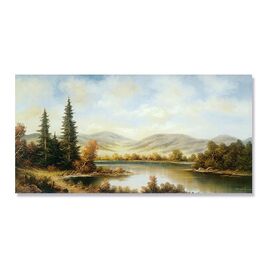 Tablou Canvas - Peisaj, Rau, Dealuri, Copaci, Toamna, Marime: 50 x 100 cm - - Roveli