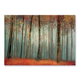 Tablou Canvas - Peisaj de toamna, Frunze Rosii, Mesteceni, Marime: 75 x 100 cm - - Roveli