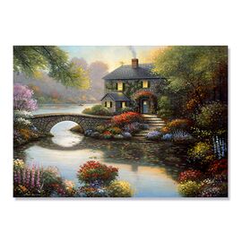Tablou Canvas - Serenitate Completa, Lac, Liniste, Seara, Pod, Marime: 60 x 80 cm - - Roveli