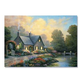 Tablou Canvas - Splendoare de Seara, Rau, Liniste, Seara, Pod, Marime: 60 x 80 cm - - Roveli