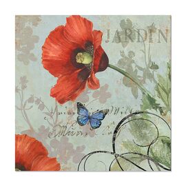 Tablou Canvas - Floare de Mac, Fluture in Gradina - - Roveli