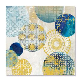Tablou Canvas - Inele Aurii II, Abstract, Galben, Retro, Albastru - - Roveli