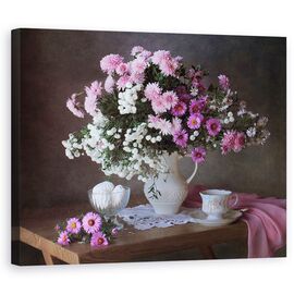 Tablou Canvas - Natura Moarta, Vara, Flori, Vaza, Floare, Tabel, Natura Statica, Marime: 60 x 75 cm - - Roveli