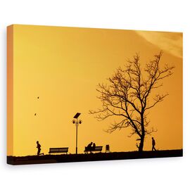 Tablou canvas - Momente, Banca, Oameni, Copac, Marime: 80 x 120 cm - - Roveli