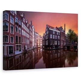 Tablou canvas - Zori de zi in Amsterdam, Canal, Marime: 80 x 120 cm - - Roveli