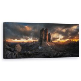 Tablou Canvas - Dolomiti, Munti, Ceata, Alpi, Lacul Lavaredo, Marime: 30 x 90 cm - - Roveli