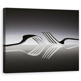 Tablou Canvas - Opusi, Furculite, Opus, Reflectie, Natura Statica, Opozitie, Tacamuri, Marime: 60 x 75 cm - - Roveli