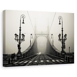 Tablou canvas - Podul, Budapesta, Ungaria, Lampi, Marime: 80 x 120 cm - - Roveli