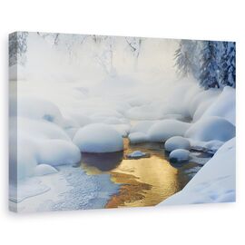 Tablou canvas - Siberia, Peisaj, Zapada, Iarna, Inghetat, Marime: 80 x 120 cm - - Roveli