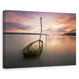 Tablou canvas - Iluzii, Peisaj, Barca, Linistita, Armonie, Marime: 80 x 120 cm - - Roveli