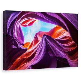 Tablou canvas - Coborare magica in canionul din Antelope, Peisaj, Piatra, Violet, Rosu, Marime: 80 x 120 cm - - Roveli