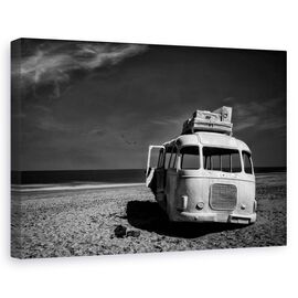 Tablou canvas - Autobuz, Peisaj, Valiza, Nisip, Naufragiat, Marime: 80 x 120 cm - - Roveli