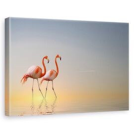 Tablou canvas - Serenitate II, Flamingo, Apa, Rosu, Marime: 80 x 120 cm - - Roveli