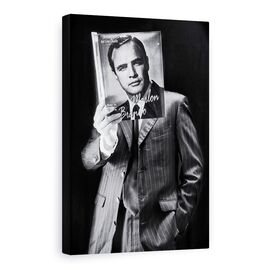 Tablou Canvas - Citind Ca Un Star De Cinema, Marlon, Brando, Book, Handsome, Man, Marime: 80 x 120 cm - - Roveli