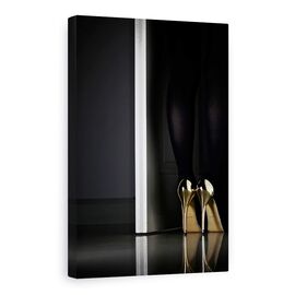 Tablou Canvas - Ochi De Aur, Aur, Aur, Tocuri Inalte, Pantofi, Pantofi, Marime: 80 x 120 cm - - Roveli