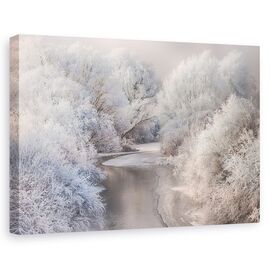 Tablou canvas - Cantec de iarna, Peisaj, Iarna, Zapada, Gheata, Marime: 80 x 120 cm - - Roveli
