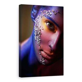 Tablou Canvas - Aschii, Portret, Fata, Ochi, Machiaj, Diamante, Marime: 80 x 120 cm - - Roveli