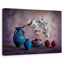 Tablou canvas - Orhidee si piersici, Natura moarta, Nectarine - - Roveli