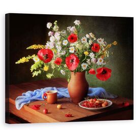 Tablou Canvas - Natura Moarta Cu Un Buchet De Flori De Lunca - - Roveli