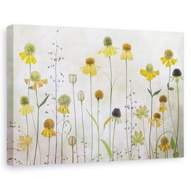 Tablou canvas - Helenium, Natura moarta, Botanica, Galben, Textura - - Roveli
