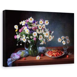 Tablou canvas - Relaxare de vara, Natura moarta, Cirese, Fructe, Buchet - - Roveli