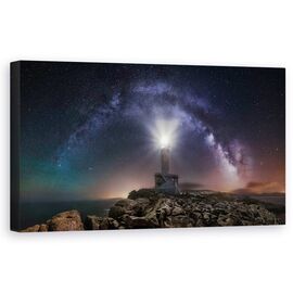 Tablou Canvas - Farul Si Calea Lactee, Marime: 50 x 100 cm - - Roveli